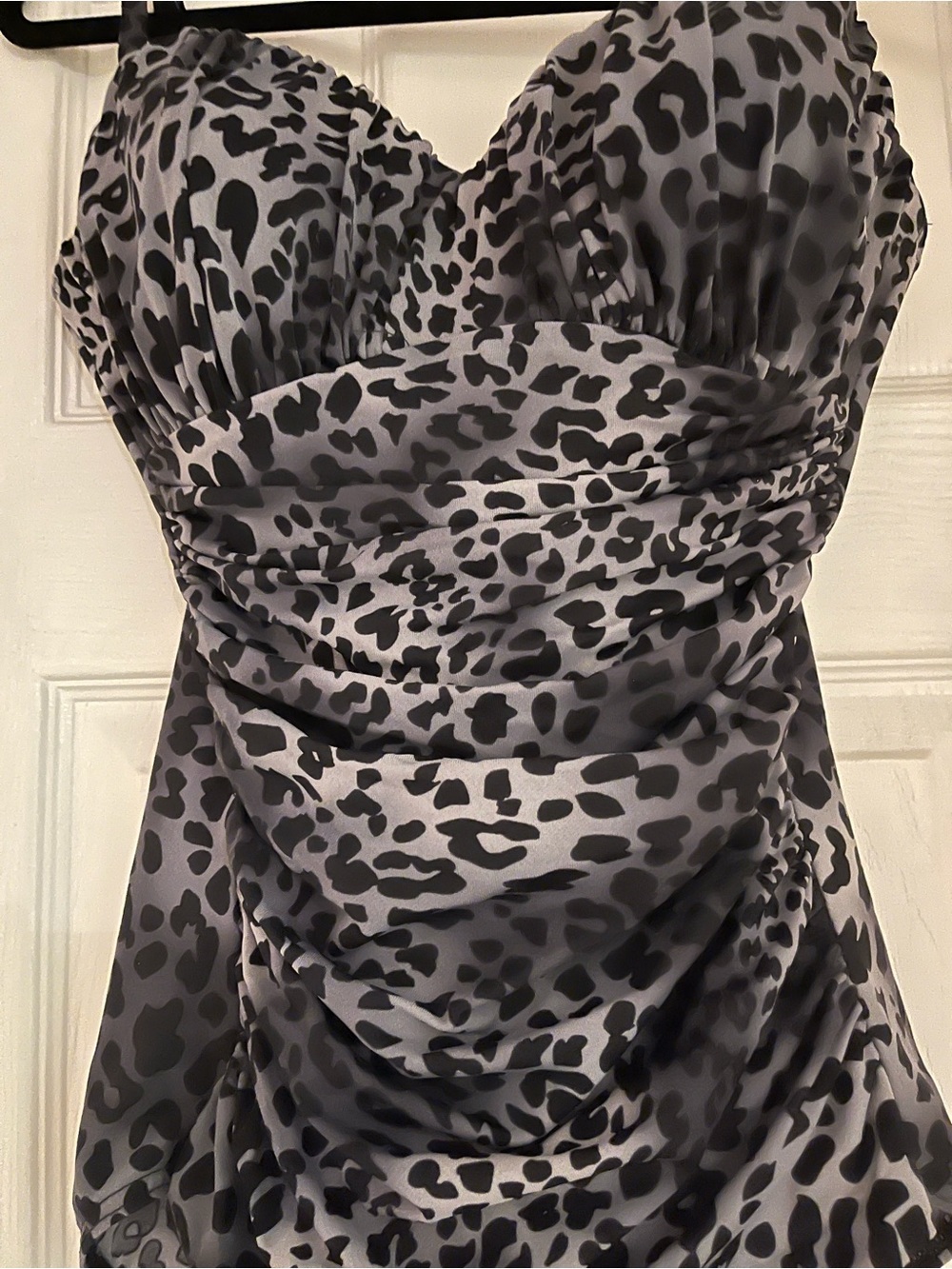 Miraclesuit Black and Gray Leopard Print Bathing Suit